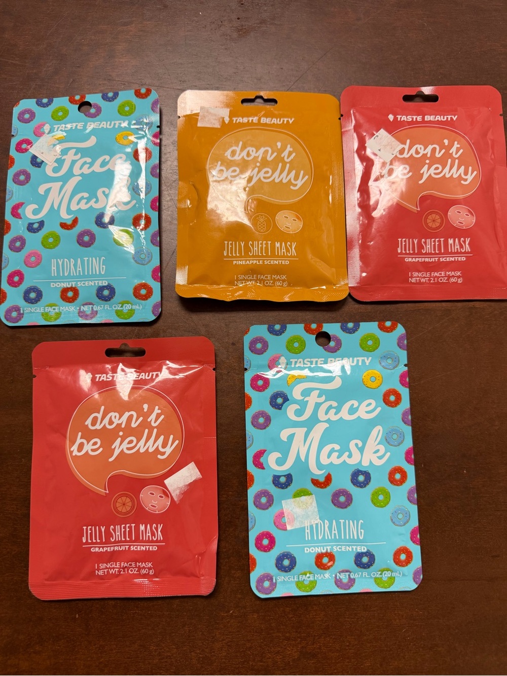 Taste Beauty Face & Jelly Sheet Mask Set - Blue, Orange, Red